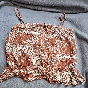 I Love H81 Orange and White Tie Front Crop Camisole